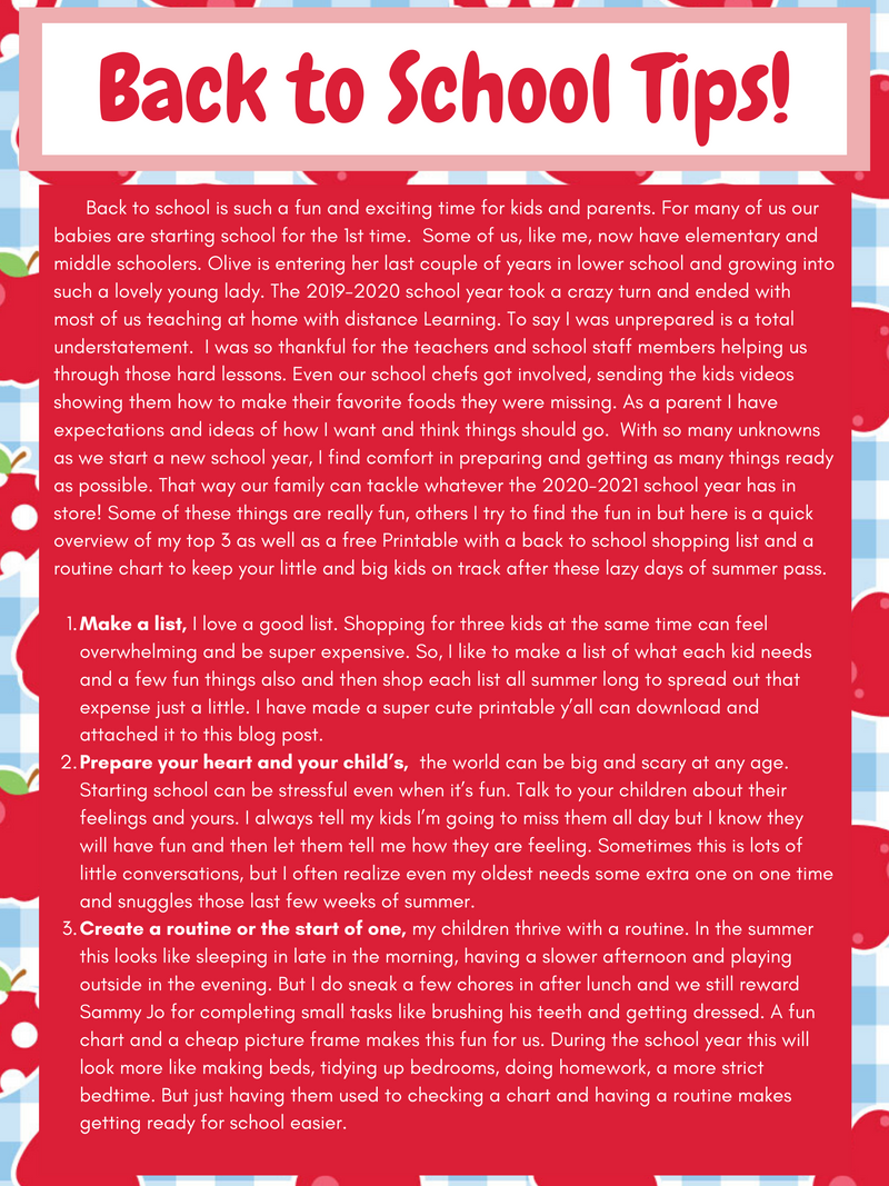 Back to School Tips!