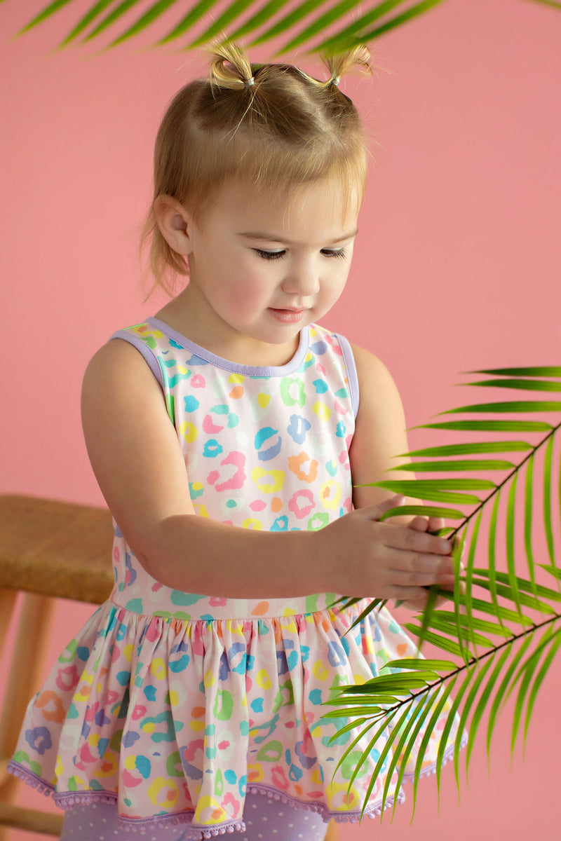 Sophie Pastel Leopard Tunic & Skirted Romper