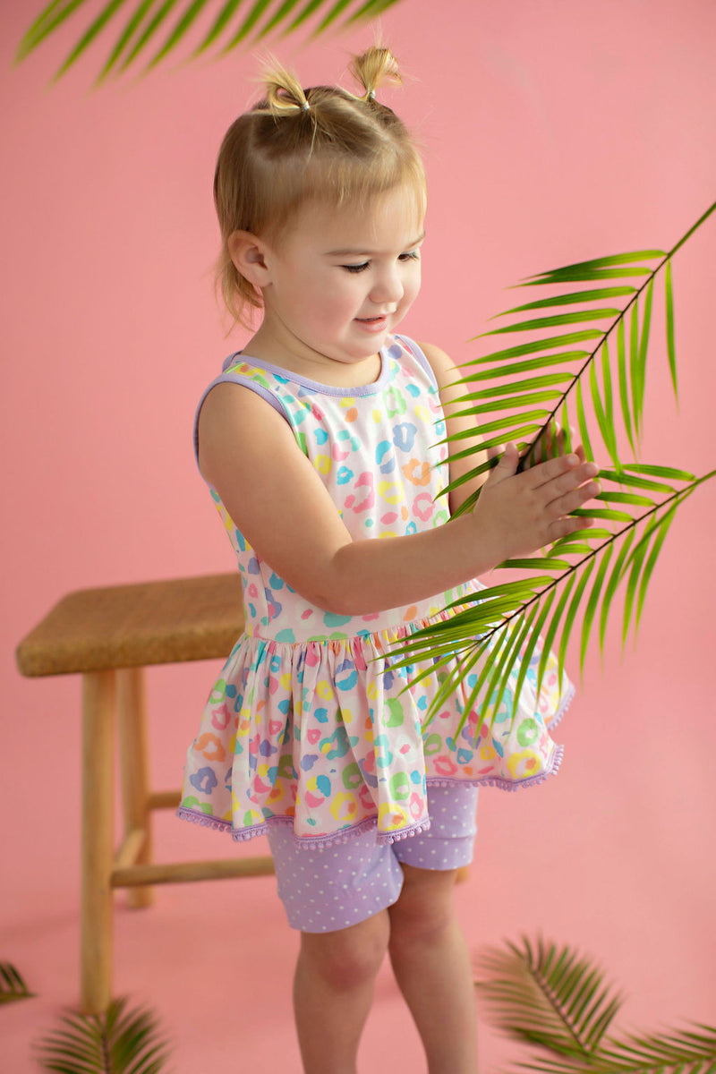 Sophie Pastel Leopard Tunic & Skirted Romper