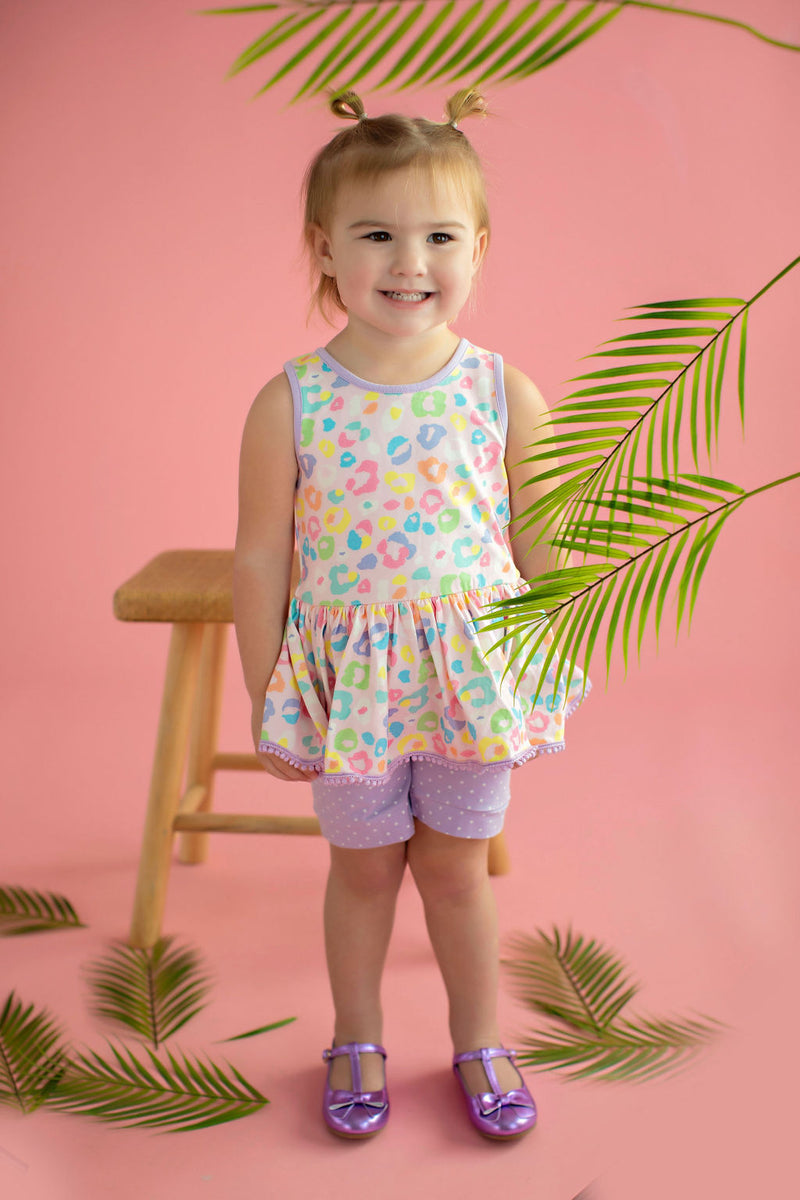 Sophie Pastel Leopard Tunic & Skirted Romper