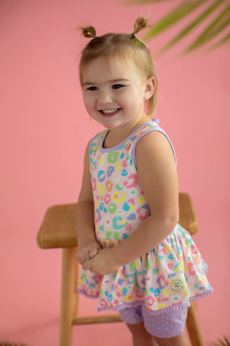Sophie Pastel Leopard Tunic & Skirted Romper