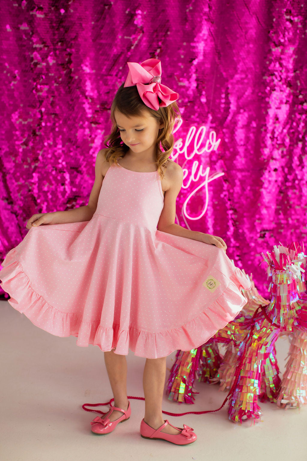 Pink Polka Dot Sun Dress