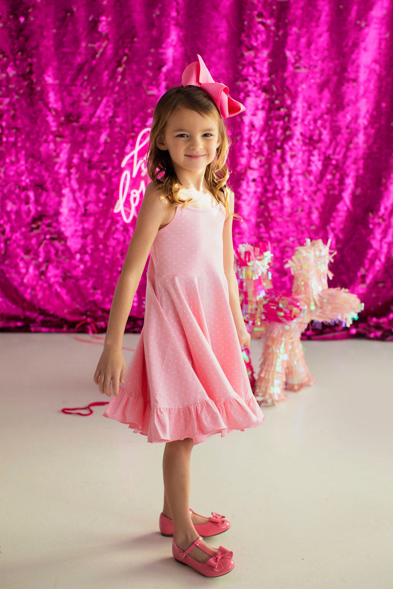Pink Polka Dot Sun Dress