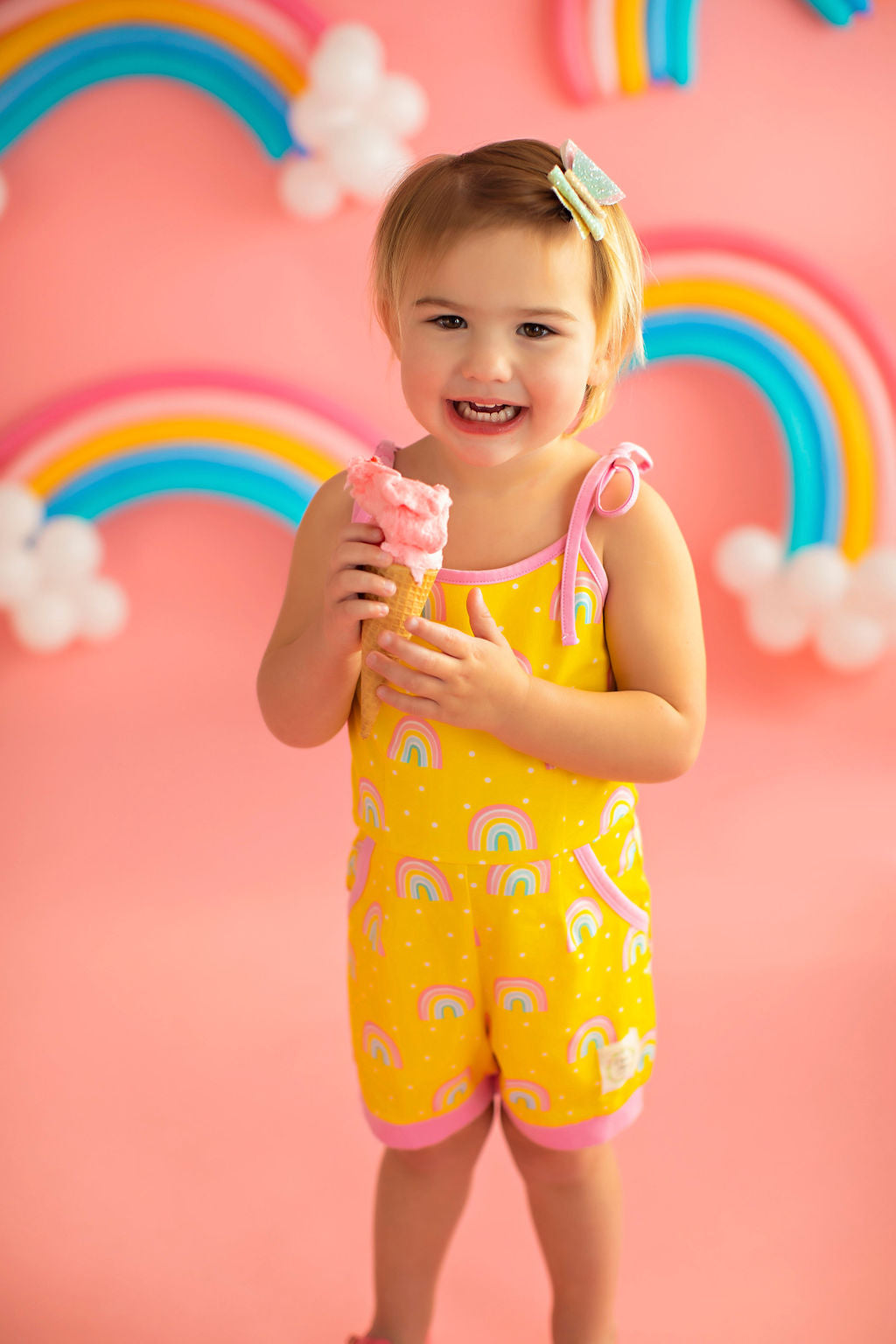 Rainbow Short Romper Yellow