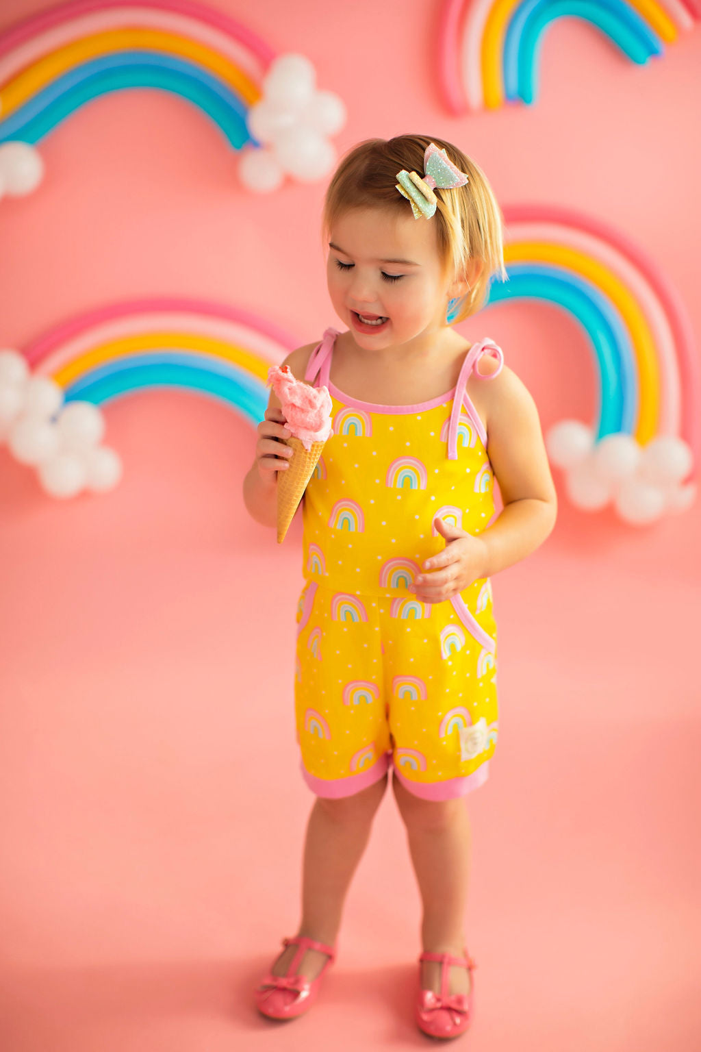 Rainbow Short Romper Yellow