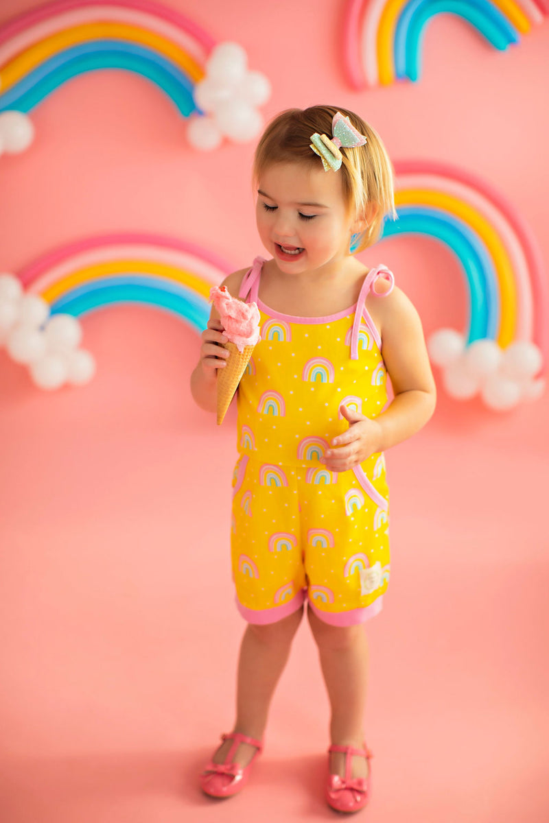 Rainbow Short Romper Yellow