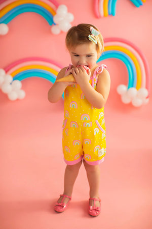 Rainbow Short Romper Yellow