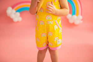 Rainbow Short Romper Yellow