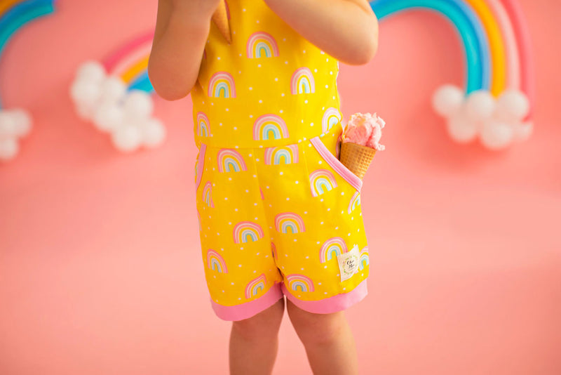 Rainbow Short Romper Yellow