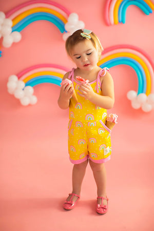 Rainbow Short Romper Yellow