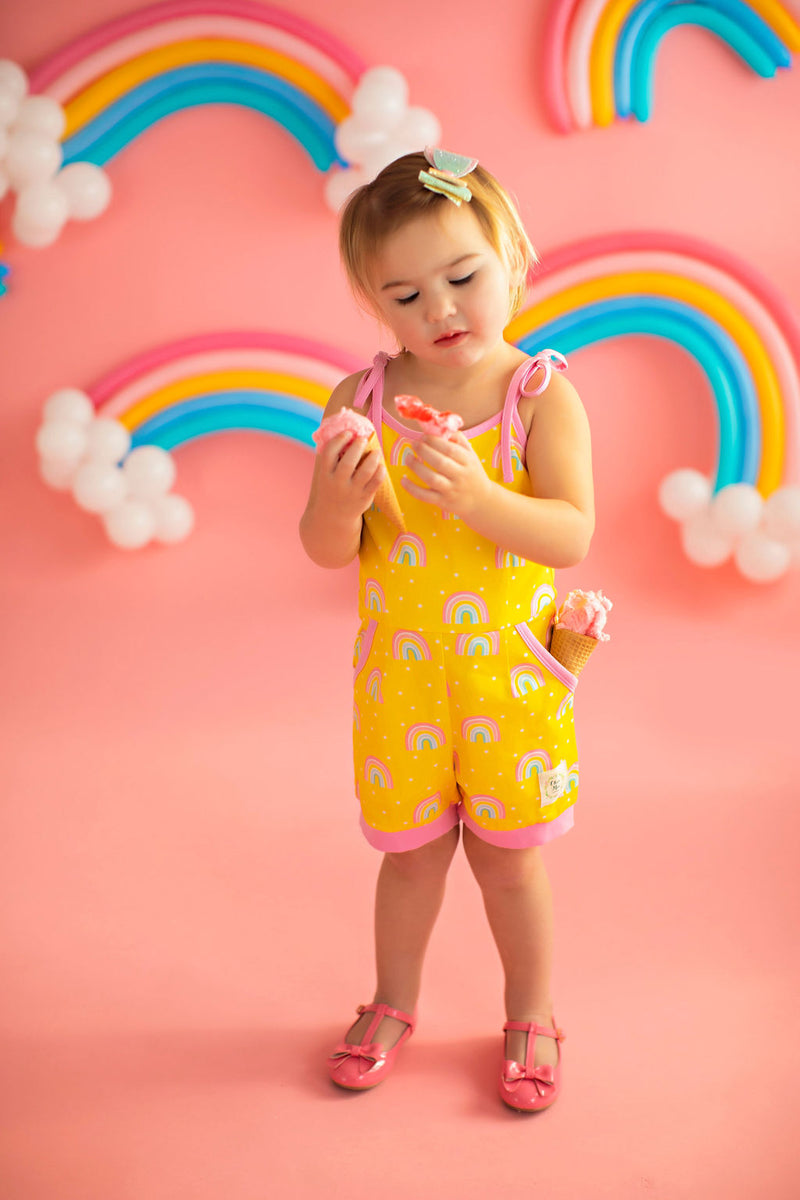 Rainbow Short Romper Yellow