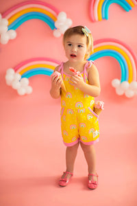 Rainbow Short Romper Yellow