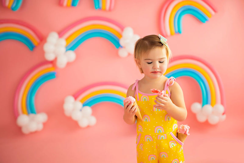 Rainbow Short Romper Yellow