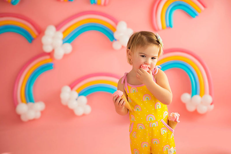 Rainbow Short Romper Yellow