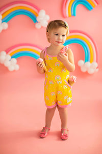 Rainbow Short Romper Yellow