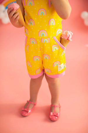 Rainbow Short Romper Yellow
