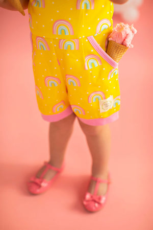 Rainbow Short Romper Yellow