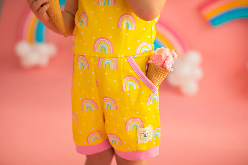 Rainbow Short Romper Yellow