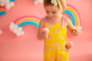 Rainbow Short Romper Yellow
