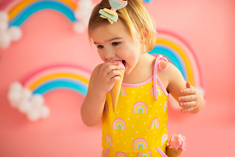 Rainbow Short Romper Yellow