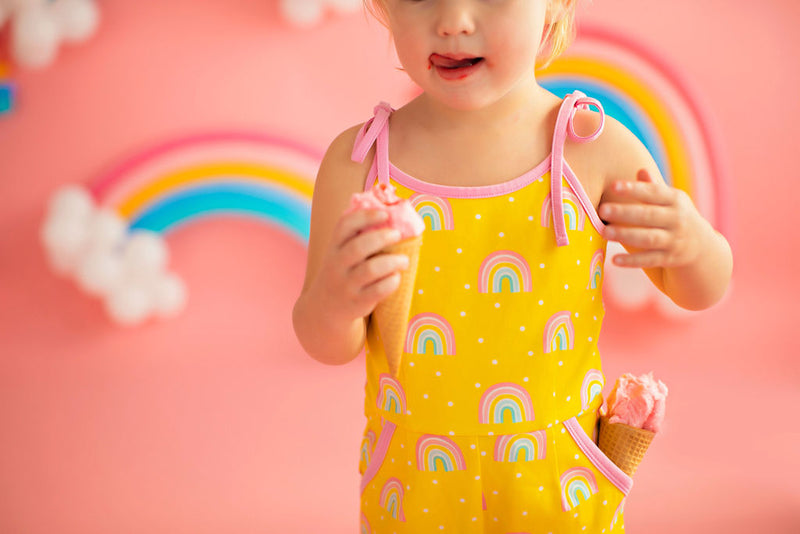 Rainbow Short Romper Yellow