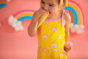 Rainbow Short Romper Yellow