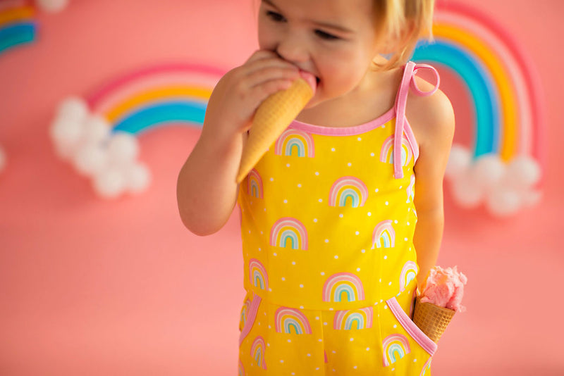 Rainbow Short Romper Yellow