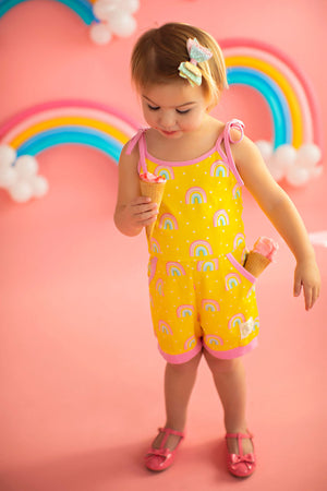 Rainbow Short Romper Yellow