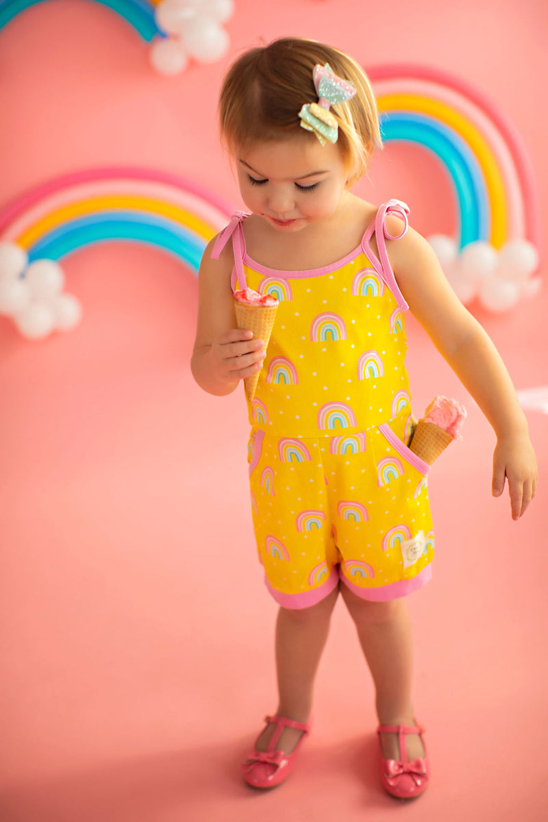 Rainbow Short Romper Yellow