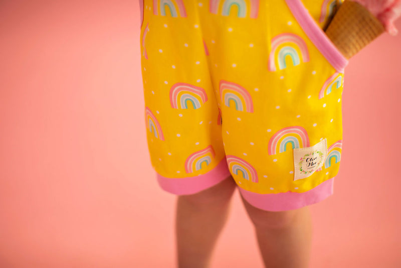 Rainbow Short Romper Yellow