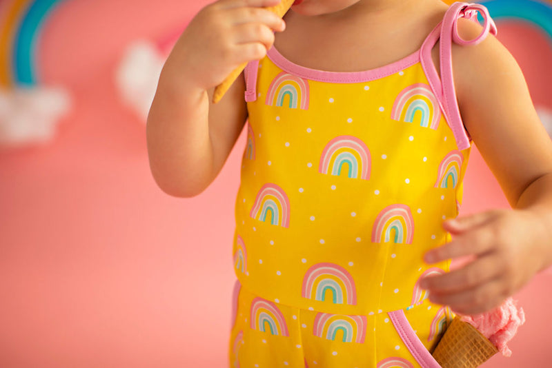 Rainbow Short Romper Yellow