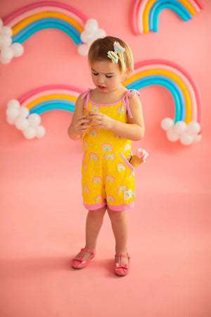 Rainbow Short Romper Yellow
