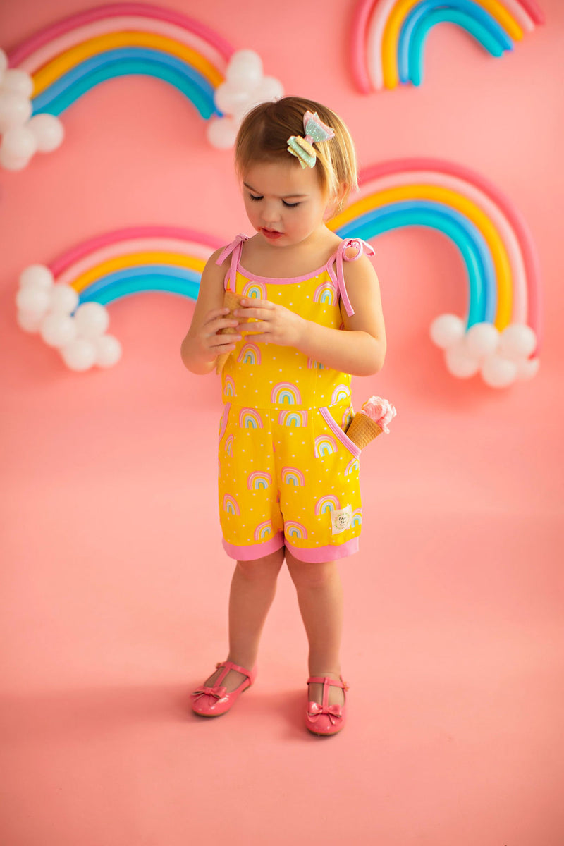 Rainbow Short Romper Yellow