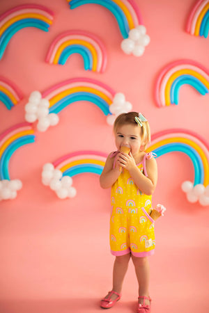 Rainbow Short Romper Yellow