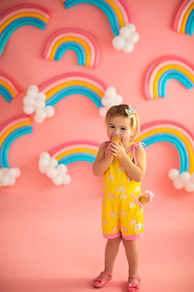 Rainbow Short Romper Yellow