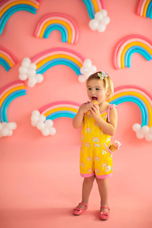 Rainbow Short Romper Yellow