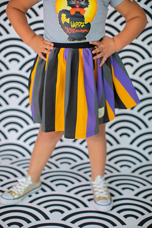 Spooky Stripes Skater Skirt (4039788232749)