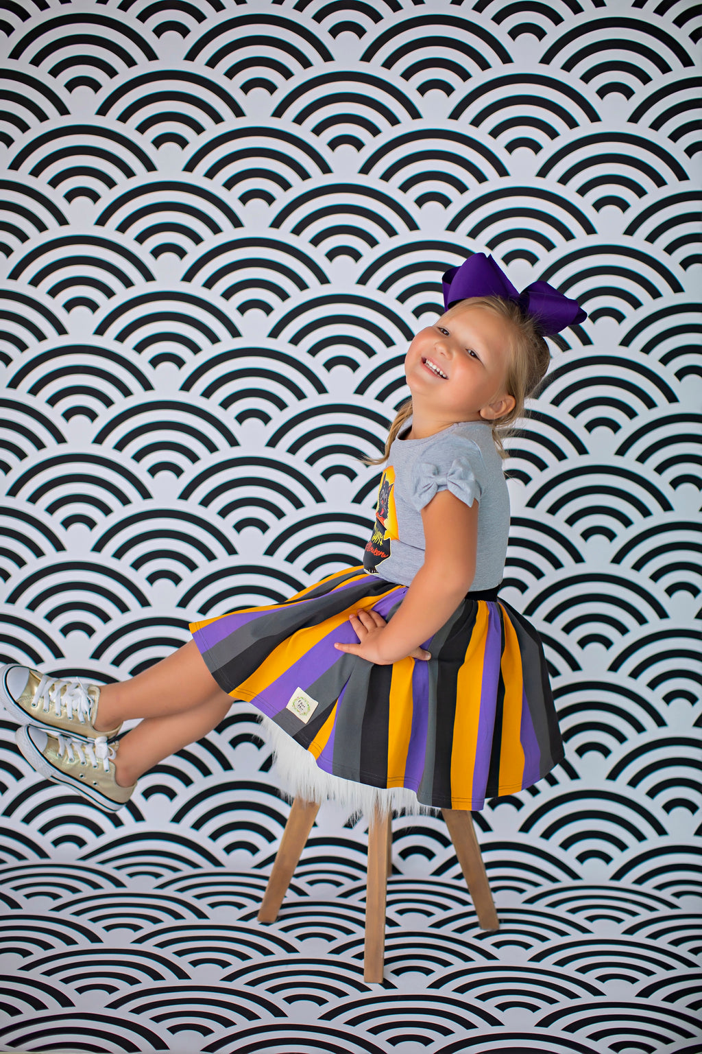 Spooky Stripes Skater Skirt (4039788232749)